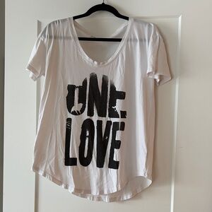 White scoop neck t shirt from 291 Venice CA “one love”